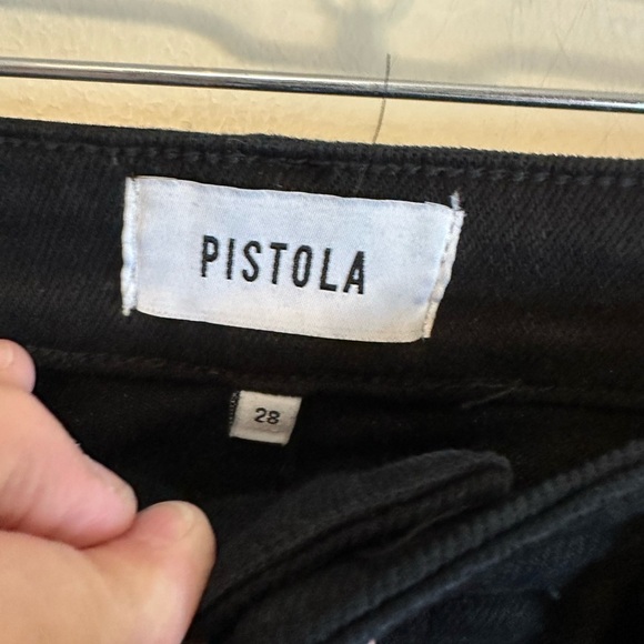 Pistola Teagan High Waist Slit Hem Straight Leg Jeans In Black Size 28 - Picture 4 of 6